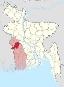 Location of Jhenaidah District in Bangladesh