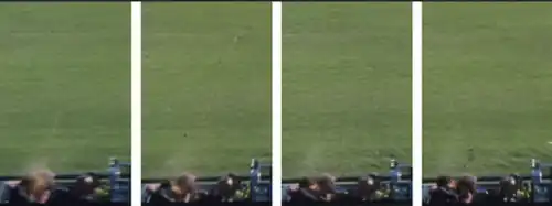 Four juxtaposed frames from the Zapruder film illustrating the backwards motion of his head and body after the fatal head shot