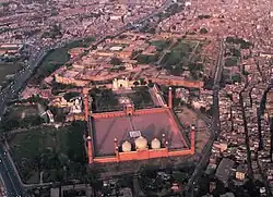 Hazuri Bagh as a quadrangle at the centre of an ensemble of monuments in the Walled City