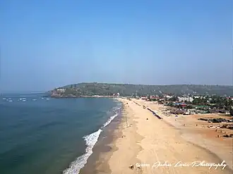 Drone shot of a Baga Beach in 2023