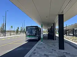 A bus interchange with full length shelter
