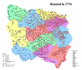 Ethnic map of Banat, 1774