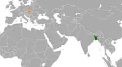 Map indicating locations of Bangladesh and Slovakia