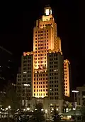 The building at night