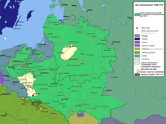 Map showing area of the Bar Confederation conflict