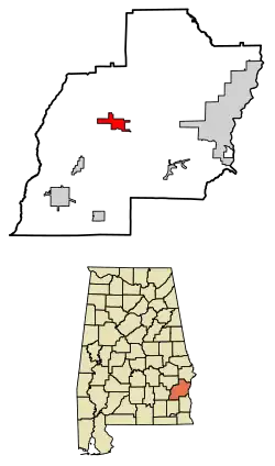 Location of Clayton in Barbour County, Alabama.