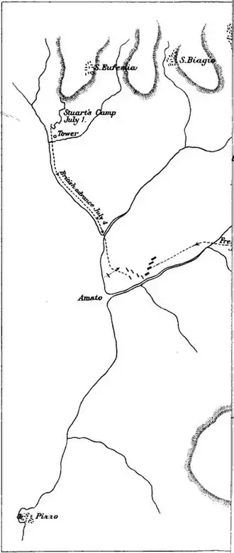 Battle of Maida map in black ink on white background