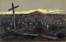 The battlefield at Polygon Wood, painted by George Edmund Butler in 1918