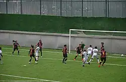 2016–17 Women's First League play-off match Beşiktaş J.K. (white) vs 1207 Antalya Döşemealtı Belediye Spor (navy/red/black)