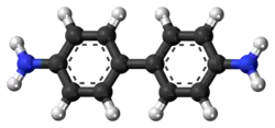 Ball-and-stick model of the benzidine molecule