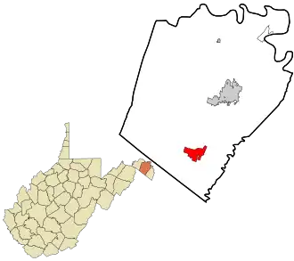 Location in Berkeley County and the state of West Virginia.