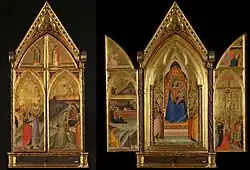 The Virgin and Child Enthroned with Saints, triptych, Bernardo Daddi, 1338