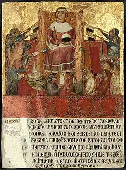 Biccherna Cover: The Tribute Offering (c.1364) by Lippo Vanni