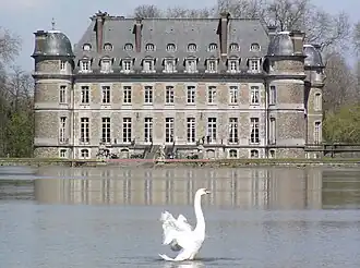 A swan in the moat