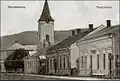 Roman Catholic church in Gura Humorului (German: Gura Humora), early 20th century