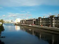 A view of the flats and River Dodder
