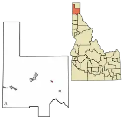 Location of East Hope in Bonner County, Idaho.