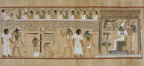 The Book of the Dead of Hunefer; c.&nbsp;1275&nbsp;BC; ink and pigments on papyrus; 45 × 90.5&nbsp;cm; British Museum (London)