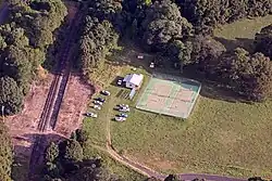 Booyong railway station and the Booyong reserve tennis courts.