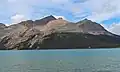 Mount Jimmy Simpson seen from Icefields Parkway at Bow Lake.