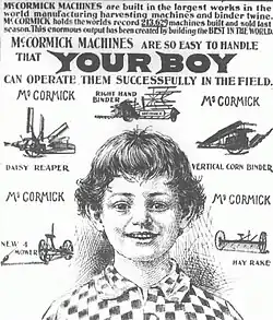 1900 ad for McCormick farm machines—"Your boy can operate them"