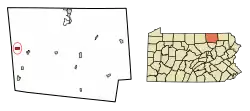 Location of Sylvania in Bradford County, Pennsylvania.
