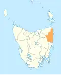 Map showing Break'O Day LGA in Tasmania