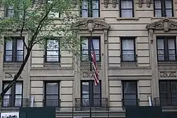 The second and third stories of the 32nd Street elevation's central pavilion