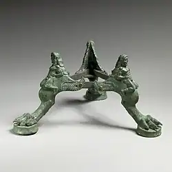 Tripod base for a thymiaterion (incense burner); 475-450 BC; bronze; height: 11&nbsp;cm; Metropolitan Museum of Art