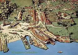 25 square foot model of the village and ship yard of Bucklers Hard