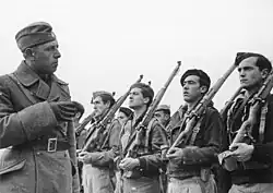 An officer inspecting troops