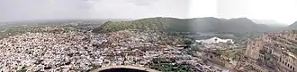 Panoramic view of the old town and palace of Bundi.