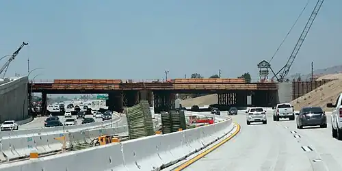 Overpass under construction over Interstate 5 in Burbank, California, July 2021