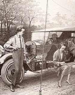 Radio transmitter/receiver to obtain advice from a mechanic in case of failure (1923)