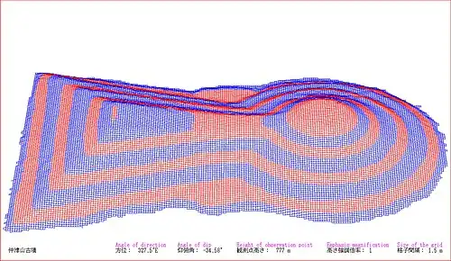 An example of keyhole-shaped mound in the Mid-Kofun period which was drawn in 3DCG. (Nakatsuyama Kofun&nbsp;[ja] (Fujiidera, Osaka), 5th century)