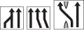 4.77 Information about routing of lanes (reducing from three to two lanes – two lanes from the right join the one lane – left lane is derouted to the other side of the motorway)