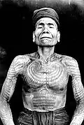 A tattooed Dayak man from Central Borneo, possibly of Ot Danum origin (1880-1920)