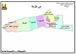 Administrative map showing district boundaries and subdivisions of el-Nozha in Arabic text