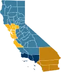 2003: Martin Hutchinson's CaliFOURnia proposal &nbsp;&nbsp;San Diego / Orange County / Imperial County / Inland Empire &nbsp;&nbsp;Greater Los Angeles &nbsp;&nbsp;San Francisco Bay Area / Sacramento/ Monterey &nbsp;&nbsp;Northern / Central Valley