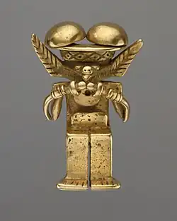 Animal-headed figure pendant (Yotoco); 1st–7th century; gold; height: 6.35&nbsp;cm; Metropolitan Museum of Art (New York City)
