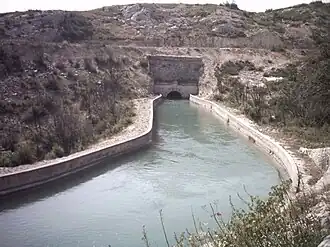 The Canal de Marseille enters a tunnel near Coudoux