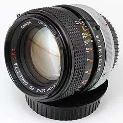 50&nbsp;mm f/1.4 S.S.C., breech ring version 3 (black nose, green A)