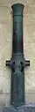 Canon de 12 La Hitte, Modele 1859, cast in 1869 at Bourges, bronze. Caliber: 121&nbsp;mm (4.8&nbsp;in), rifled. Length: 229&nbsp;cm (90&nbsp;in). Weight: 878&nbsp;kg (1,936&nbsp;lb). Ammunition: shells.