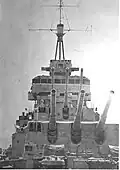 Front view, close-up main gun turrets