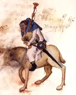 Robin the Miller from folio 34v of the Ellesmere Manuscript of Chaucer's Canterbury Tales