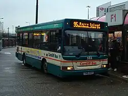 A Dennis Dart in green and cream livery used from 1999 until 2007