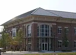 A two-story building.