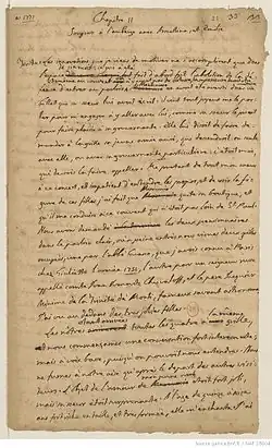 A page from Casanova's manuscript for Histoire de ma vie