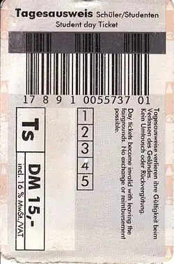 CeBIT Home 1998 student day ticket with barcode