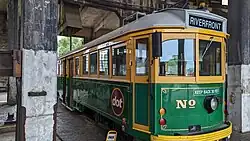River Street Streetcar being housed at the Central of Georgia RR Museum